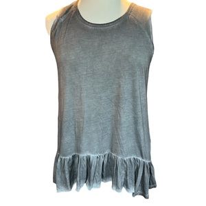 Dantelle‎ Womens Blouse  Gray Flare Crew Neck Sleeveless Pullover Size XL